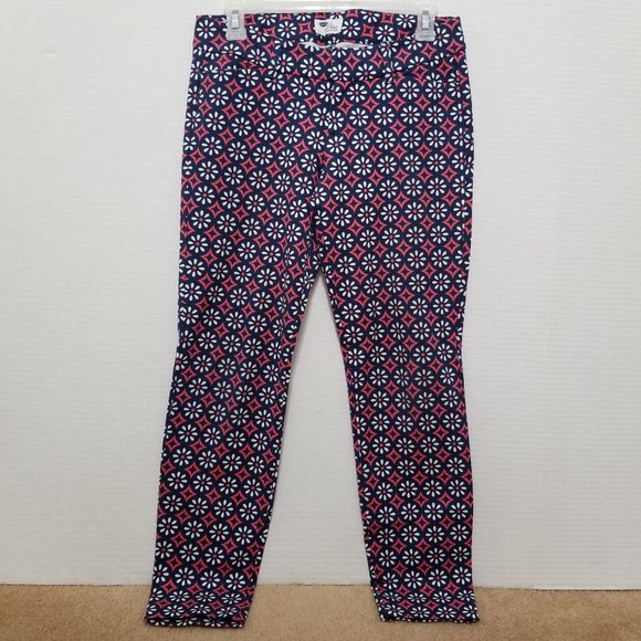 Old Navy pants 2 The Diva geometric daisy print twill stretch low rise waist - Picture 1 of 14